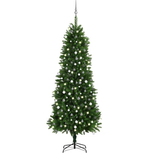vidaXL Umetna novoletna jelka z LED lučkami in bučkami 240 cm zelena Cene