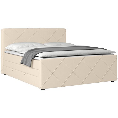 MID.YOU POSTELJA BOXSPRING 180 cm x 200 cm , kovina, umetna masa, tekstil, leseni material bela Slike