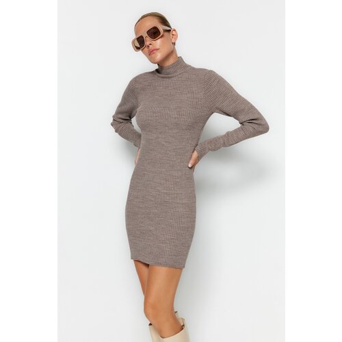 Trendyol Mink Mini Knitted Bodycon Dress Slike