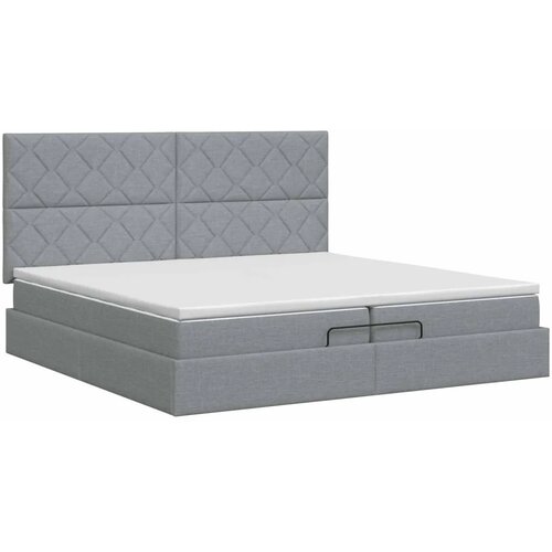  Podesivi krevet s madracem Svjetlosiva 200 x 200 cm Tkanina - Svjetlosiva 200 x 200 cm Dizajn s rombovima Slike