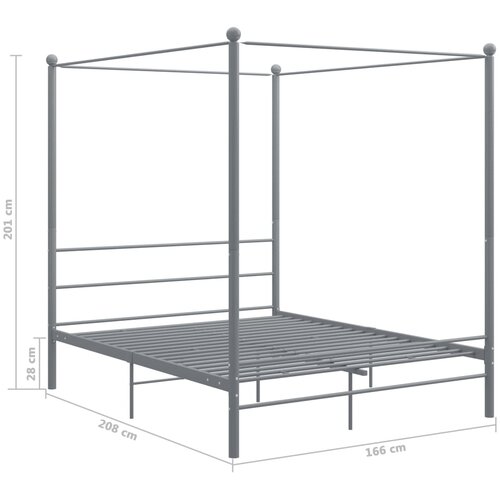  Okvir za krevet s nadstre&amp;scaron;nicom sivi metalni 160 x 200 cm Slike