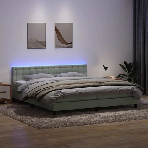 vidaXL Box Spring postelja z vzmetnico svetlo siva 180x220 cm žametna