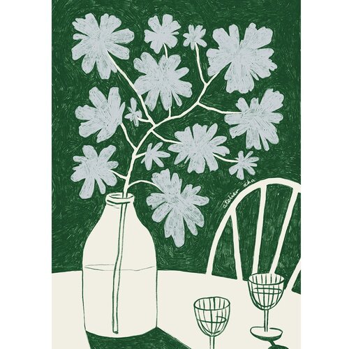 The Poster Club Plakat 30x40 cm Blue Flowers &amp;amp; Red Wine &amp;ndash; Slike