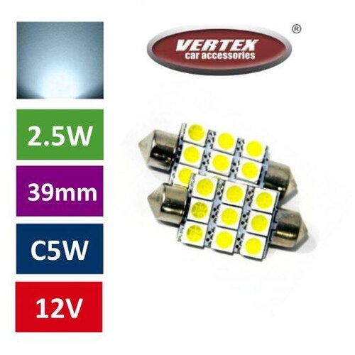 Amio avto led žarnica (sijalka) C5W 9 smd 5050 39mm 2 kosa Slike