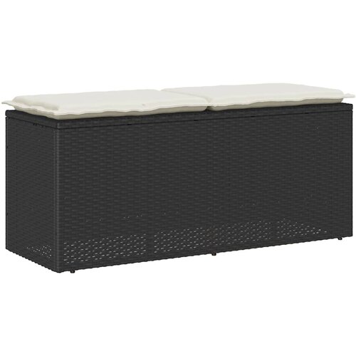 vidaXL Vrtna klop z blazino Črna 110x40x44 cm Poliedrični ratan Cene