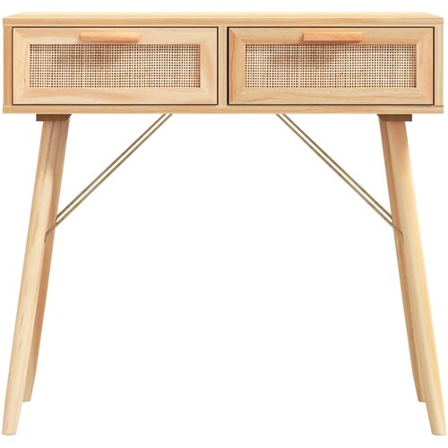 vidaXL Konzolni stol smeđi 80x30x75 cm od borovine i prirodnog ratana Cene