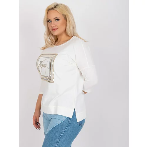 Fashion Hunters Ecru casual plus size cotton blouse Angelica