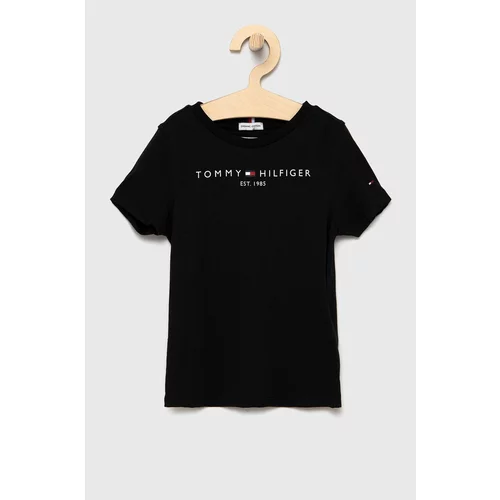Tommy Hilfiger Otroški bombažen t-shirt črna barva