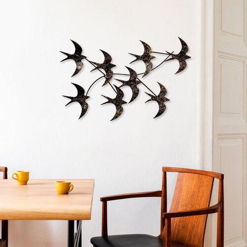 Wallity Zidna dekoracija Flying Birds 1, 69x41x7cm, Crna Slike