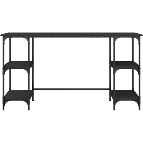  Radni stol crni 140 x 50 x 75 cm metal i konstruirano drvo Slike
