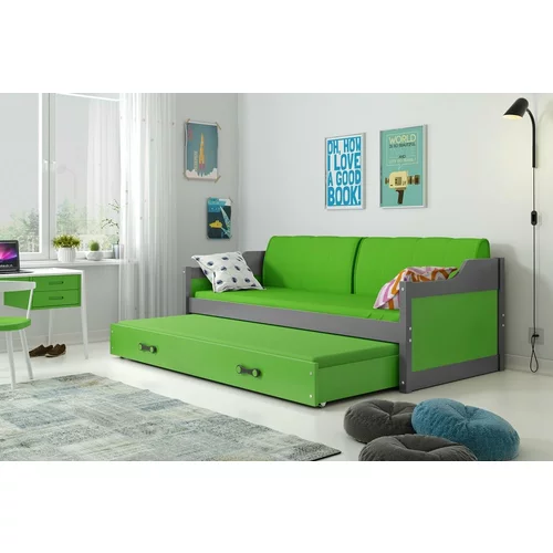 BMS Group Otroška postelja Dawid z dodatnim ležiščem - 80x190 cm - grafit/zelena