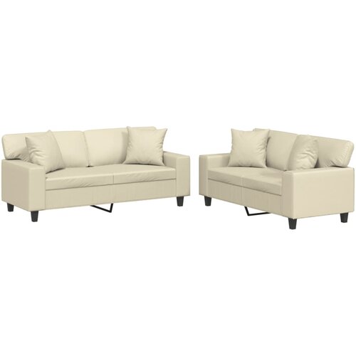  2-dijelni set sofa s jastucima krem od umjetne kože Slike