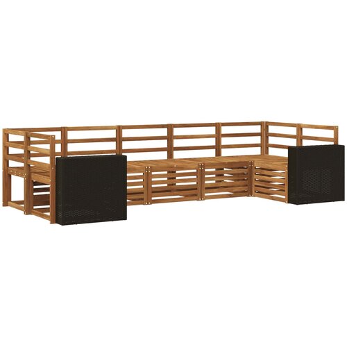 vidaXL Kotna sedežna garnitura 7 pcs Naravna Masiven les akacije, (5000283872) Cene