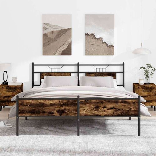 VidaXL metalni okvir kreveta bez madraca boja hrasta 180x200 cm Slike