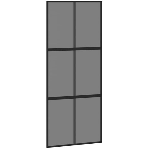  Klizna vrata crna 90 x 205 cm od kaljenog stakla i aluminija Slike