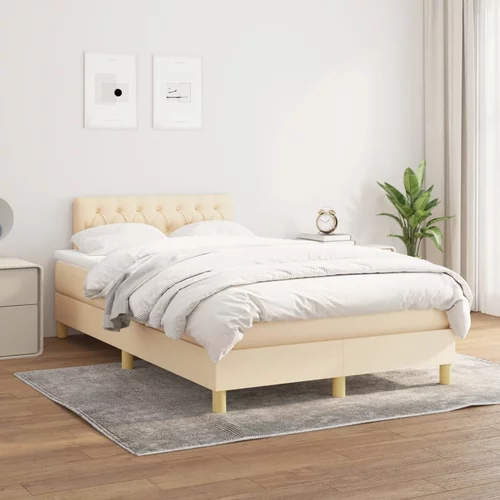  Krevet s oprugama i madracem krem 120 x 200 cm od tkanine
