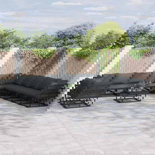 vidaXL Sjedeća garnitura za vrt s jastukom 11 pcs Crna Aluminij Cene