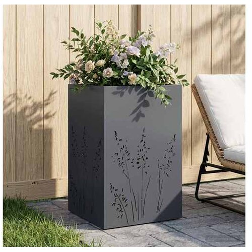 vidaXL Vrtna saksija Antracit 50 x 50 x 75 cm Čelična vrata - Antracit 50 x 50 x 75 cm 1 Cene