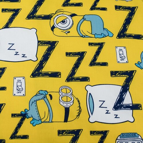 Jerry Fabrics Žuta /plava pamučna dječja posteljina za krevet za jednu osobu 140x200 cm Mimoni Lazy Club &amp;ndash; Slike