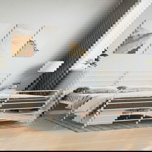 VidaXL Metalni okvir kreveta uzglavlje i podnožje bijeli 180x200 cm Slike