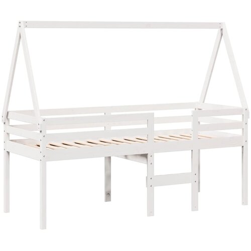 vidaXL Visoki krevet s krovom bijeli 75 x 190 cm od masivne borovine Cene