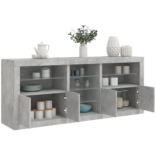 vidaXL Komoda z LED lučkami betonsko siva 162x37x67 cm Cene