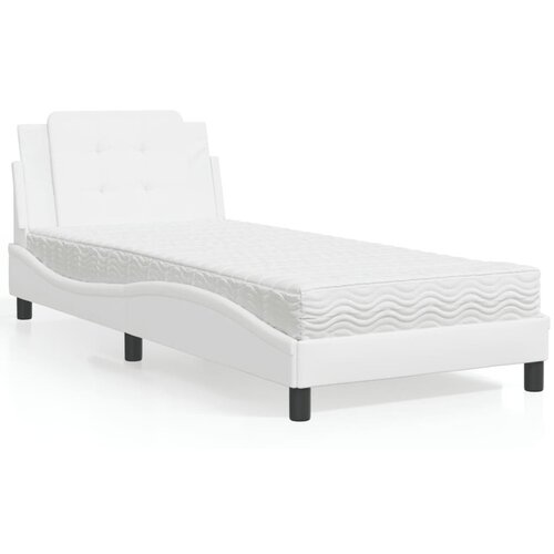 vidaXL Krevet s madracem bijeli 90 x 200 cm od umjetne kože Cene
