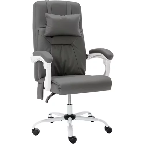 vidaXL masažna uredska stolica od umjetne kože siva