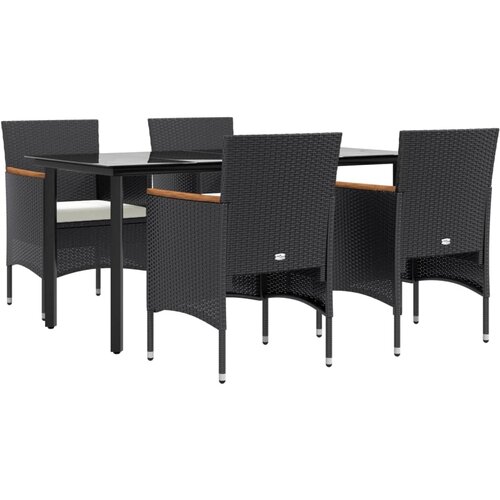  5-dijelni vrtni blagovaonski set s jastucima crni Crna Dužina stola 160 cm Slike