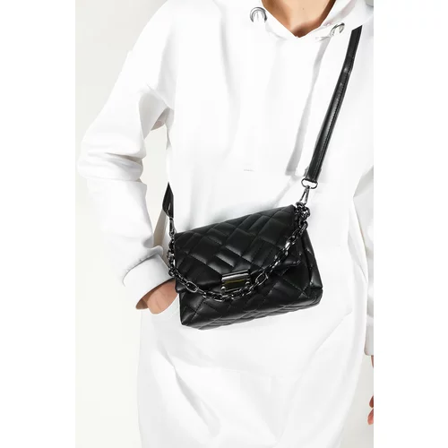 Marjin Women's Shoulder Bags Quilted Chain Crossbody Bag Interlining Black