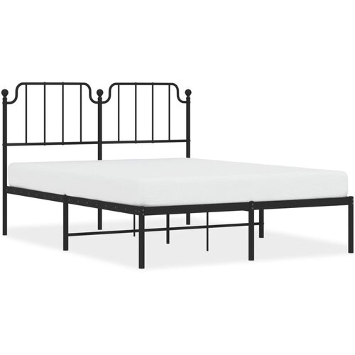 Maison Chic Kovinski Posteljni okvir - Dvoposteljna postelja - Zakonska postelja z vzglavjem črn 140x190 cm, (21692963) Slike