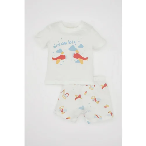 Defacto Baby Boy Printed Short Sleeve Shorts Cotton Pajama Set