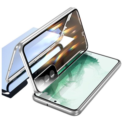 INF magnetna dvostranska torbica za telefon iz kaljenega stekla silver samsung S23, (21236501) Cene