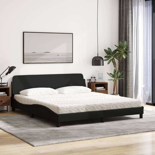 VidaXL Krevet s madracem crni 180x200 cm od tkanine Slike