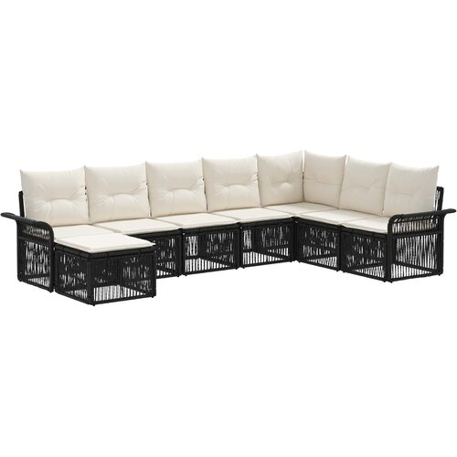 vidaXL Vrtna sedežna garnitura 8 pcs Črna poli ratan, (5000269924) Cene