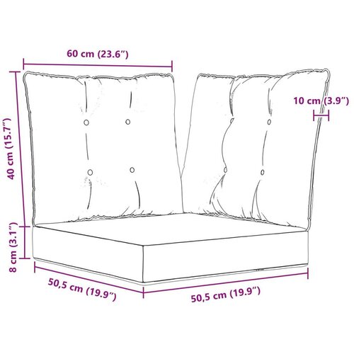  Jastuk za vanjsku sofU 3 pcs Kraljevsko plava Poliester - Kraljevski plava 60 x 60 cm 1x sjedalo +1x naslon +1x bočna strana (2D Slike