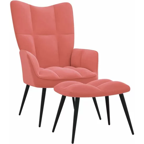  Stol za sproščanje s stolčkom roza žamet, (20597609)