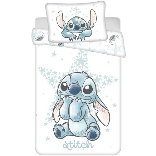 Jerry Fabrics Bela bombažna otroška posteljnina za otroško posteljico 100x135 cm Lilo and Stitch "White Star" – Cene