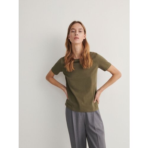 Reserved majica slim fit - kaki Cene