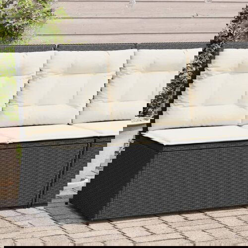 VidaXL Vrtni naslonjač s jastucima crni od poliratana Slike