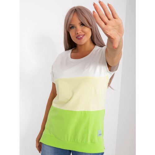 Fashion Hunters Ecru light green cotton blouse larger size Slike