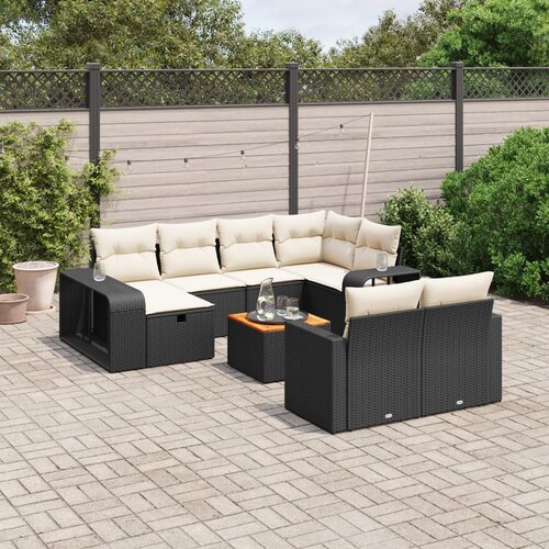 vidaXL 11-dijelni set vrtnih sofa od poliratana s jastucima crni Cijene