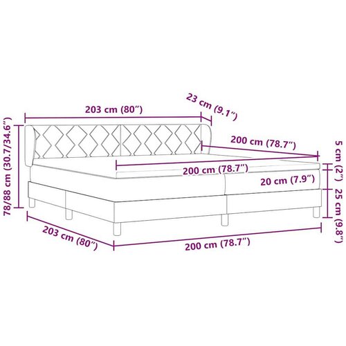 VidaXL Tapecirani krevet s madracem tamno siva 200x200 cm bar&amp;scaron;un Slike