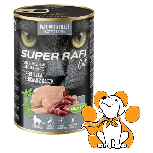 Rafi Super Cat Guinea Fowl&Duck Hearts 400g, Vlažna Hrana Za Raznovrsnu Ishranu Cene