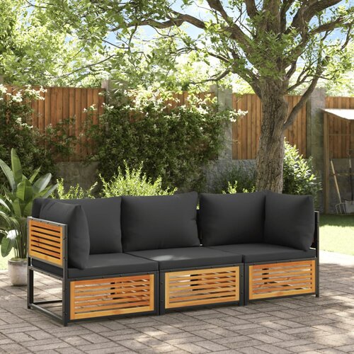 VidaXL 3-dijelna set vrtnih sofa s jastucima masivno bagremovo drvo Slike