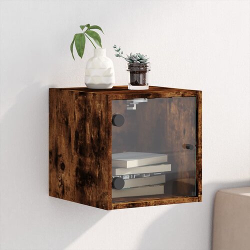 vidaXL Noćni ormarić sa staklenim vratima boja hrasta 35 x 37 x 35 cm Cijene