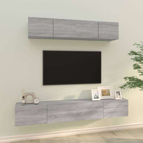  4-dijelni set TV ormarića sivog sonome konstruirano drvo Cijene