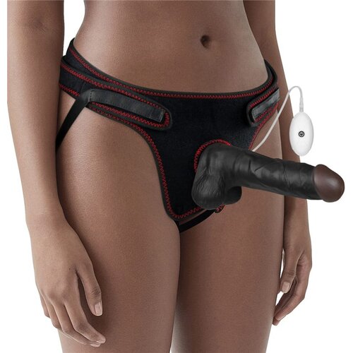  Vibrating Easy Strapon Set 7.5" Black  LVTOY00675 Cene