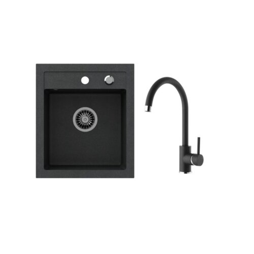 Sink Solution Set Parma (kuhinjska armatura + pomivalno korito), črn (6010030) Slike