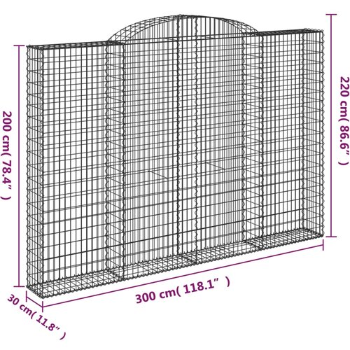  Lučne gabionske ko&amp;scaron;are 3 kom 300x30x200/220cm pocinčano željezo Slike